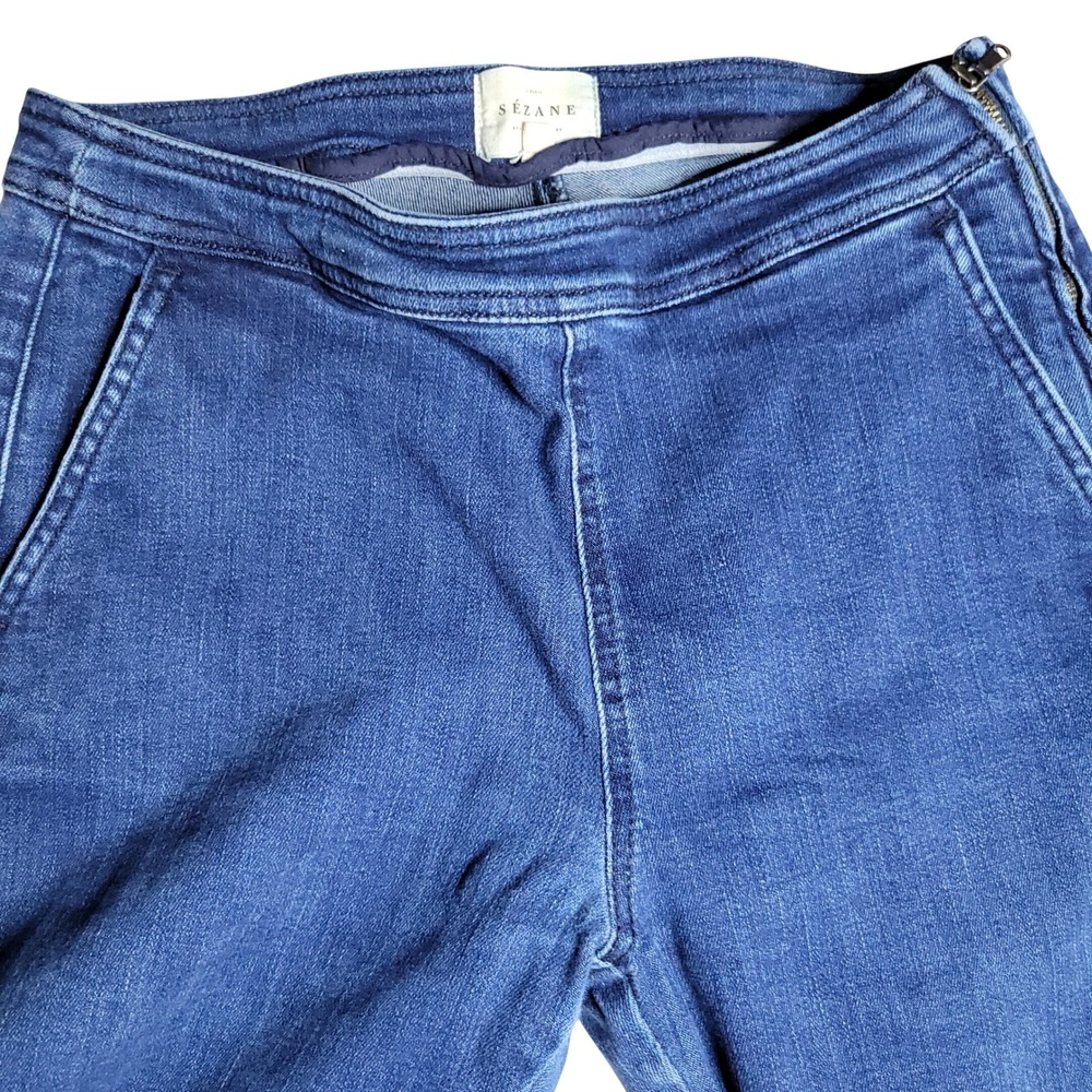 Sezane Clara Blue Skinny Jeans Side Zip Medium Wash Women Size 38 US 28x27.7L